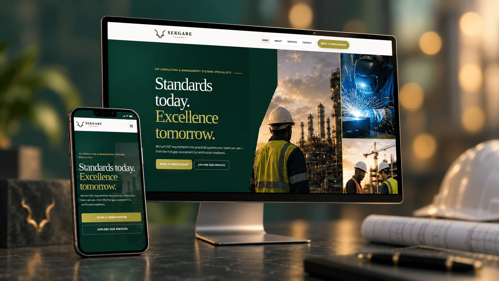Sekgabe Turnkey ISO consulting website on desktop and mobile
